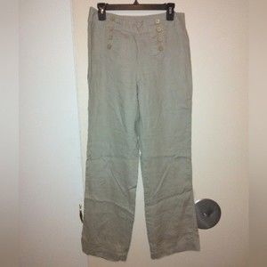 Cynthia Rowley Linen botton front‎ pants size 6 tan khaki
